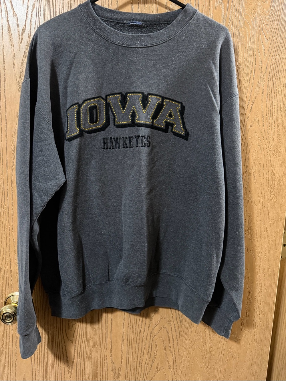 Champion Iowa Hawkeyes Dark Gray Crewneck Sweatshirt with Yellow Accents